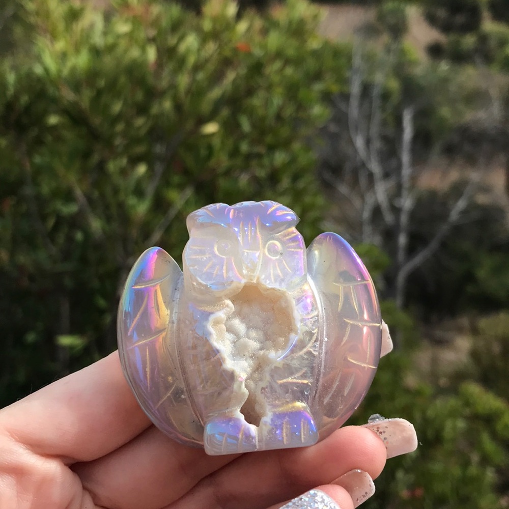 Aura Agate druzy owl Crystal
